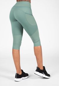 GORILLA WEAR - Monroe Cropped Leginsy - Zielony. Kolor: zielony. Sport: fitness