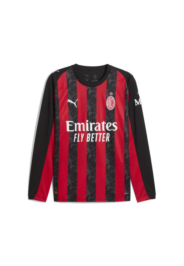 Puma - Męska koszulka domowa z długim rękawem AC Milan 25/26 PUMA. Kolor: czerwony, wielokolorowy, czarny. Długość rękawa: długi rękaw. Długość: długie. Sport: piłka nożna