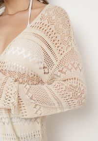 Born2be - Beżowy Kardigan Narzutka o Ażurowym Wykończeniu w Stylu Boho Sanalia. Okazja: na co dzień. Kolor: beżowy. Materiał: jeans. Wzór: ażurowy. Styl: boho #5