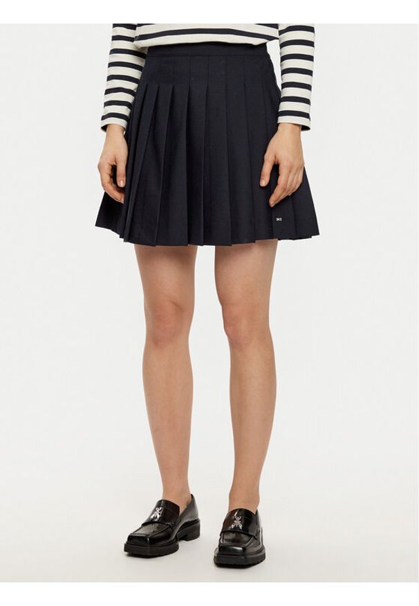 TOMMY HILFIGER - Tommy Hilfiger Spódnica plisowana WW0WW43626 Granatowy Regular Fit. Kolor: niebieski. Materiał: bawełna, syntetyk