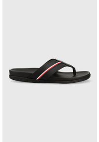 TOMMY HILFIGER - Tommy Hilfiger japonki HILFIGER LEATHER TOE POST SANDAL męskie kolor czarny FM0FM04460. Kolor: czarny. Materiał: poliester, materiał, guma