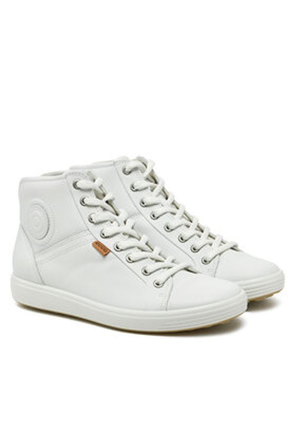 ecco - ECCO Sneakersy Soft 7 Ladies 430023 01007 Biały. Kolor: biały. Materiał: skóra