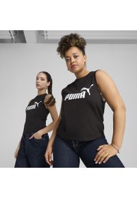 Puma - Damska wąska koszulka bez rękawów z logo No. 1 ESS PUMA Black. Kolor: czarny. Materiał: guma. Długość rękawa: bez rękawów. Wzór: nadruk. Sport: bieganie
