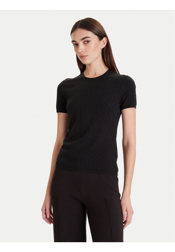 Calvin Klein T-Shirt LV044D308G Czarny Slim Fit. Kolor: czarny. Materiał: syntetyk