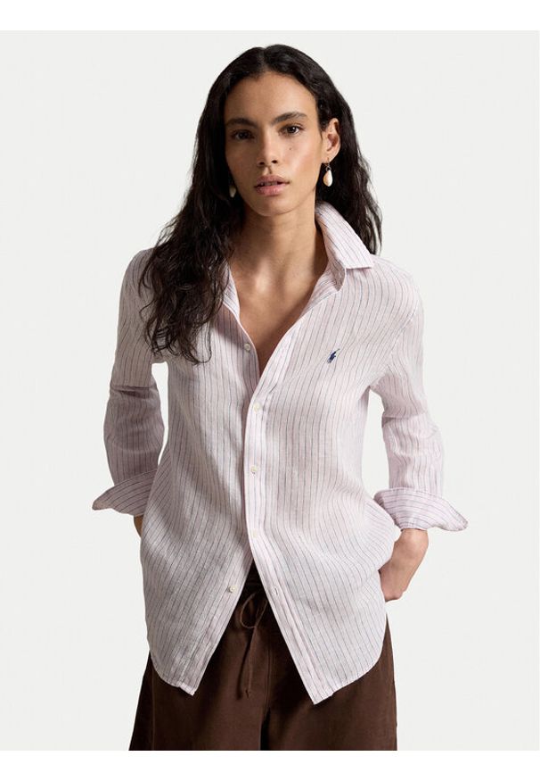 Polo Ralph Lauren Koszula 211A96158011 Różowy Classic Fit. Typ kołnierza: polo. Kolor: różowy. Materiał: len