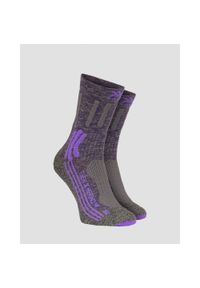 Skarpety trekkingowe damskie X-Socks Trek X Merino. Kolor: fioletowy, szary, wielokolorowy. Materiał: wełna. Sport: turystyka piesza