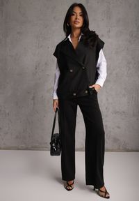 Renee - Czarne Bawełniano-Wiskozowe Spodnie o Eleganckim Kroju w Kant Tinawre. Okazja: na co dzień. Kolor: czarny. Materiał: wiskoza, bawełna. Wzór: gładki. Styl: elegancki #1