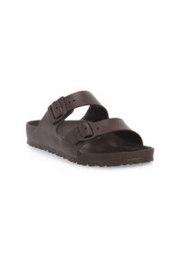 Klapki męskie Birkenstock Arizona Eva Roast Calz. Kolor: brązowy. Materiał: materiał, syntetyk. Szerokość cholewki: normalna. Sport: turystyka piesza