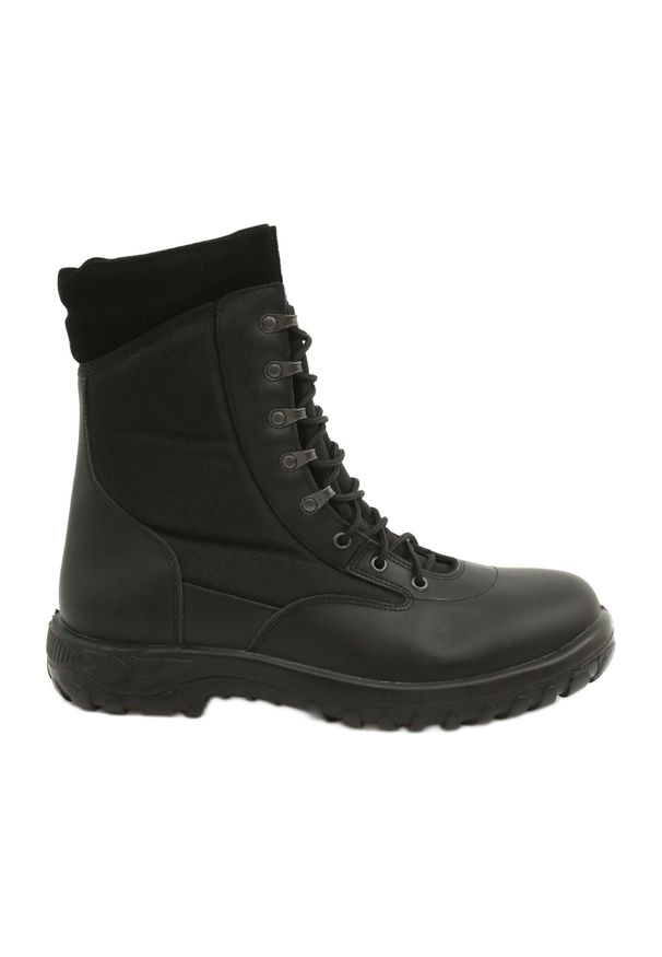 Buty Protektor Grom M 108-742 czarne. Kolor: czarny. Materiał: skóra, syntetyk. Szerokość cholewki: normalna. Sezon: zima