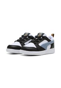 Puma - Sneakersy dla małych dzieci Rebound V6 Low Run Fun PUMA. Kolor: czarny, zielony, niebieski, wielokolorowy. Sezon: lato. Sport: bieganie