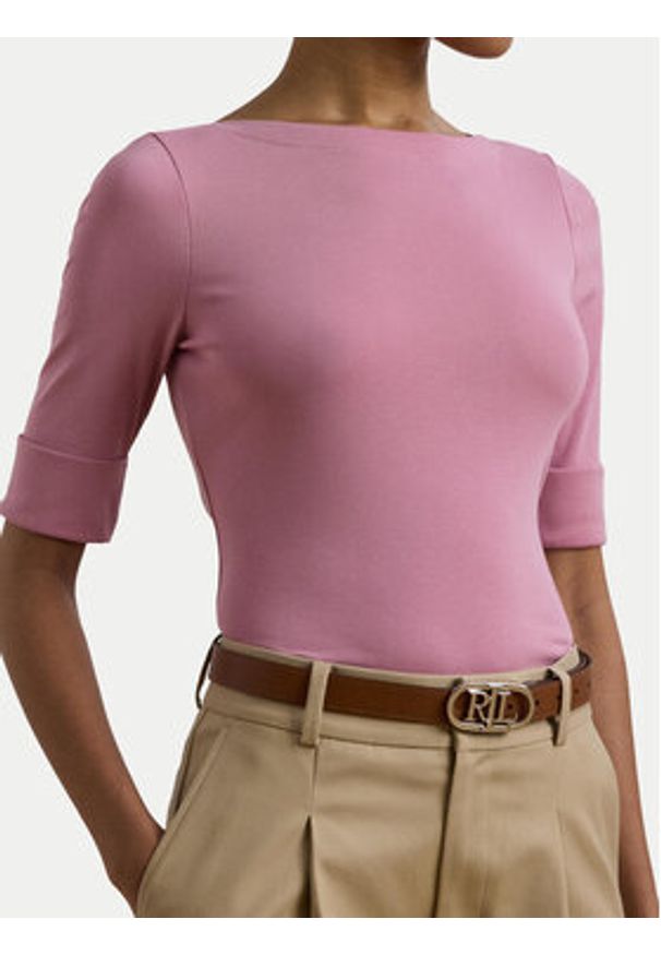 Lauren Ralph Lauren - LAUREN RALPH LAUREN Bluzka 200654963188 Różowy Slim Fit. Kolor: różowy. Materiał: bawełna