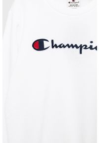 Champion bluza dziecięca 305951 kolor biały z aplikacją. Okazja: na co dzień. Kolor: biały. Materiał: dzianina. Wzór: aplikacja. Styl: casual