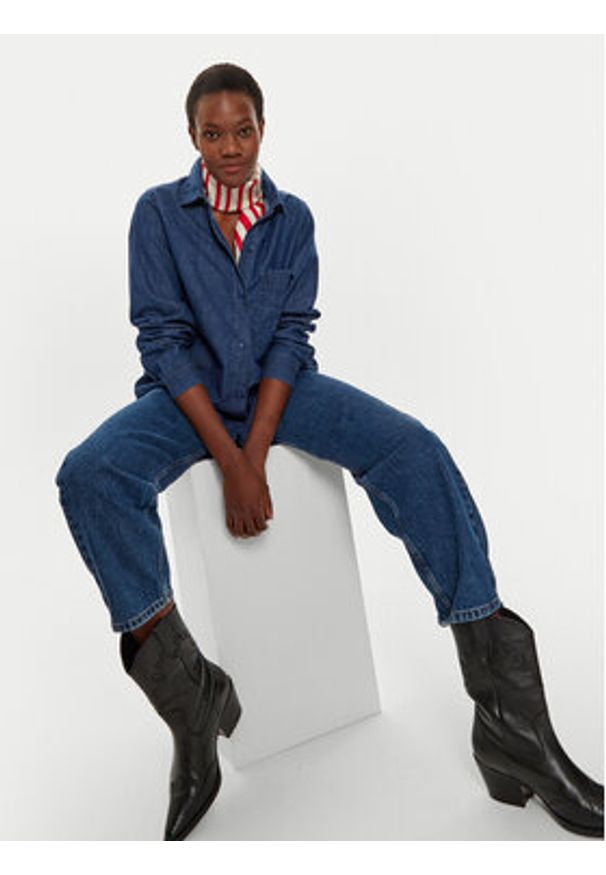 United Colors of Benetton - United Colors Of Benetton Koszula jeansowa 5FV6DQ096 Niebieski Regular Fit. Kolor: niebieski. Materiał: bawełna