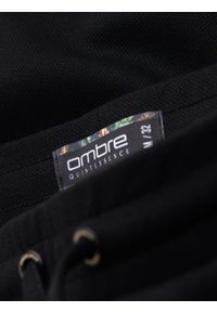 Ombre Clothing - Dzianinowe szorty męskie z podwiniętymi nogawkami – czarne V2 - Rozmiar: XL. Kolor: czarny. Materiał: dzianina. Wzór: jednolity. Styl: klasyczny #9