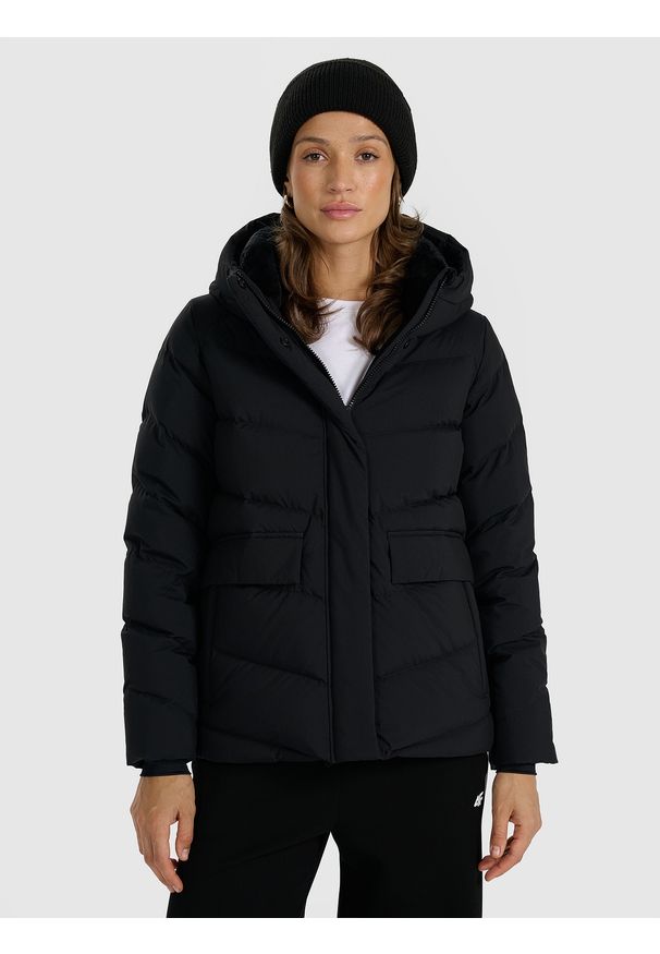 4f - 4F Kurtka puchowa z wypełnieniem naturalnym damska - czarna XL. Kolekcja: moda ciążowa. Kolor: czarny. Materiał: puch. Sezon: zima
