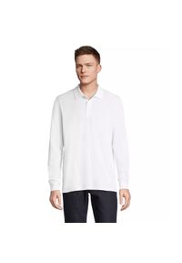 SOL'S - Koszulka polo z długim rękawem Sol's Prime. Okazja: na co dzień. Typ kołnierza: polo. Kolor: biały. Długość rękawa: długi rękaw. Długość: długie. Styl: elegancki, casual #1
