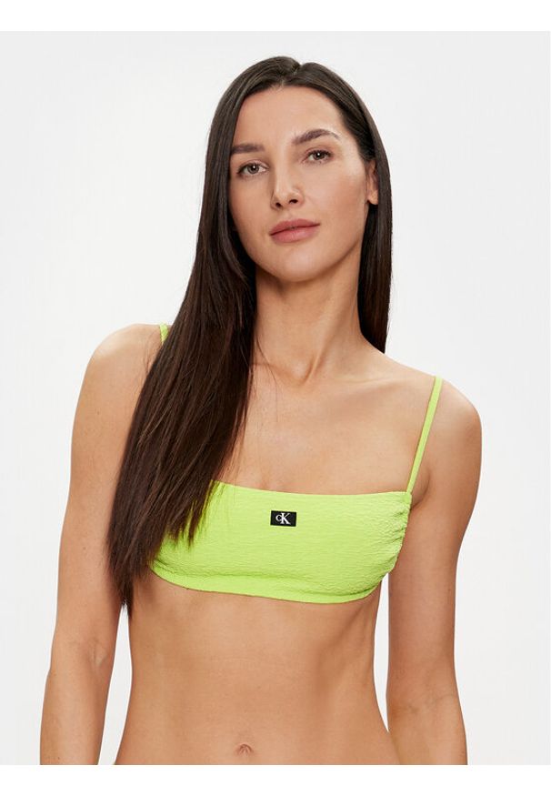 Calvin Klein Swimwear Góra od bikini KW0KW02395 Zielony. Kolor: zielony. Materiał: syntetyk