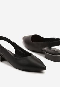 Renee - Czarne Sandały Skórzane Typu Slingback Zariven. Okazja: na co dzień. Kolor: czarny. Materiał: skóra. Wzór: kwiaty. Sezon: lato. Styl: casual, elegancki #6