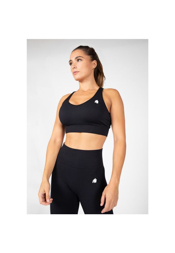 GORILLA WEAR - Hilton Bezszwowe Biustonosz sportowy - Czarny. Kolor: czarny. Sport: fitness