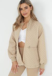 Born2be - Beżowa Kurtka Pikowana Bomberka Ellieanna. Kolor: beżowy. Styl: elegancki #5