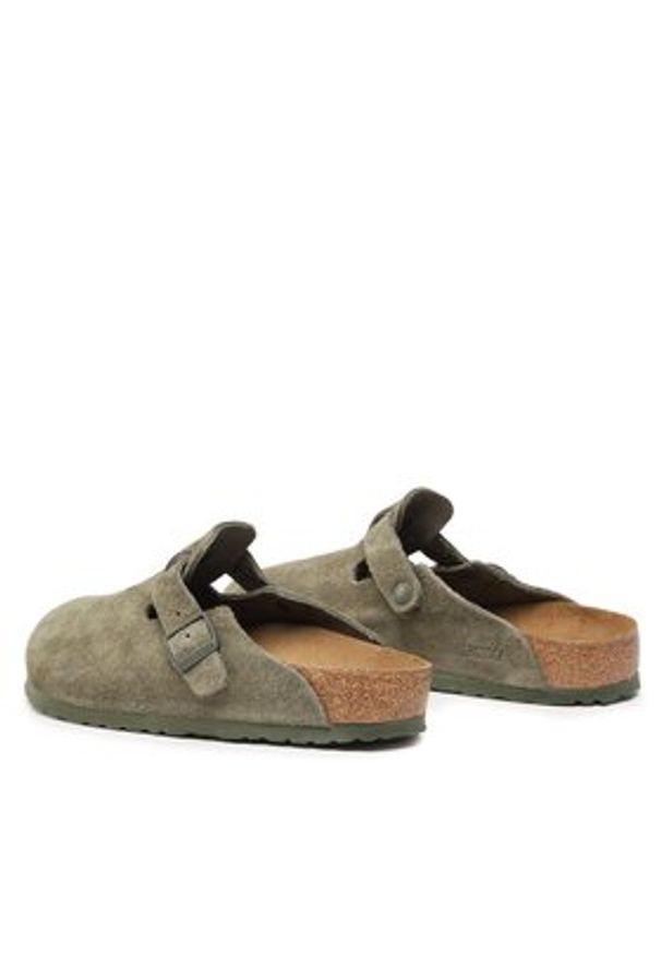 Birkenstock Klapki Boston 1024721 Zielony. Kolor: zielony. Materiał: welur, skóra