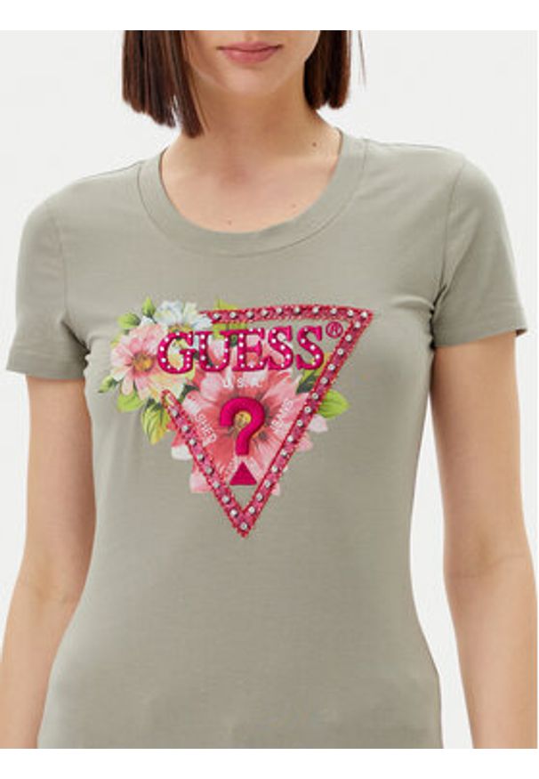 Guess T-Shirt W5GI10 J1314 Zielony Slim Fit. Kolor: zielony. Materiał: bawełna