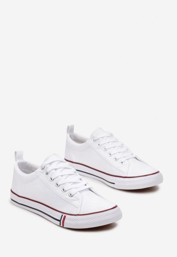 Born2be - Białe Trampki przed Kostkę Hisalia. Okazja: na co dzień. Wysokość cholewki: przed kostkę. Kolor: biały. Styl: casual