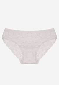 Renee - Jasnoszare Majtki Figi z Koronkowymi Wstawkami Amiora. Kolor: szary. Materiał: koronka. Wzór: koronka #1