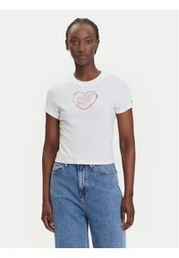 Tommy Jeans T-Shirt Heart DW0DW21390 Biały Slim Fit. Kolor: biały. Materiał: bawełna