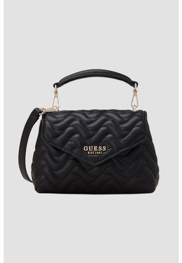Guess - GUESS Czarna pikowana torebka damska Mini. Kolor: czarny. Materiał: pikowane. Styl: elegancki, casual. Rodzaj torebki: na ramię