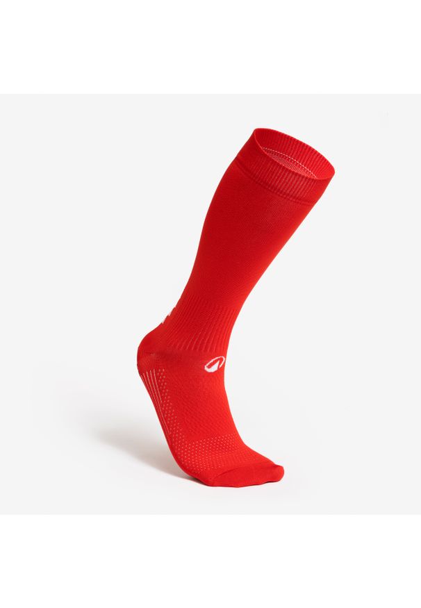 KIPSTA - Skarpety piłkarskie krótkie Kipsta Viralto II MiD antypoślizgowe. Kolor: czerwony. Materiał: poliamid, elastan. Wzór: ze splotem. Sport: piłka nożna