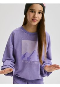 Reserved - Bawełniana koszulka z nadrukiem - fioletowy. Kolor: fioletowy. Materiał: bawełna. Wzór: nadruk #1