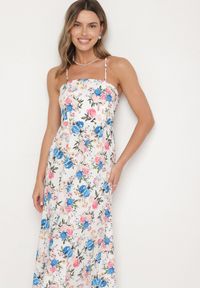 Born2be - Niebieska Sukienka z Wiskozą o Rozkloszowanym Kroju w Kwiaty Nalorene. Okazja: na co dzień. Typ kołnierza: dekolt kwadratowy. Kolor: niebieski. Materiał: wiskoza. Długość rękawa: na ramiączkach. Wzór: kwiaty. Typ sukienki: rozkloszowane. Styl: casual, elegancki #6