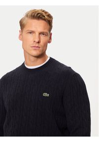 Lacoste Sweter AH2924 Granatowy Regular Fit. Kolor: niebieski. Materiał: wełna