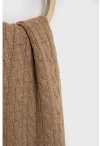 Polo Ralph Lauren Szalik wełniany kolor brązowy gładki. Kolor: brązowy. Materiał: wełna. Wzór: gładki