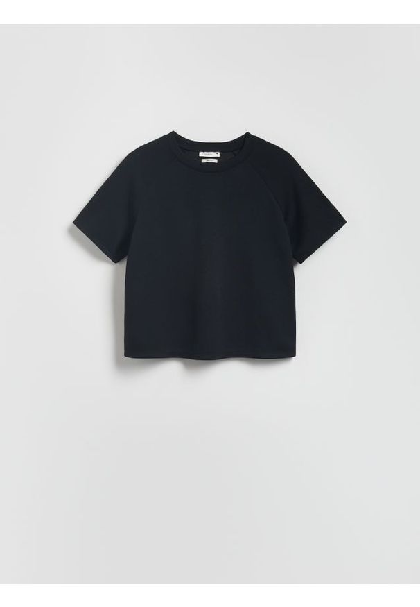 Reserved - T-shirt z modalem - czarny. Kolor: czarny. Materiał: dzianina