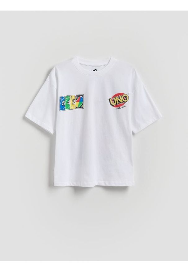 Reserved - Bawełniany t-shirt - biały. Kolor: biały. Materiał: bawełna