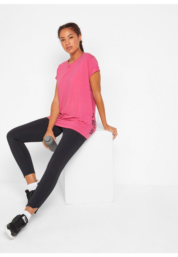 bonprix - Shirt sportowy z lyocellu. Kolor: różowy. Materiał: materiał. Wzór: nadruk. Styl: sportowy