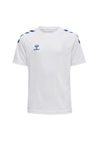 Koszulka sportowa z krótkim rękawem dziecięca Hummel Core XK Kids Poly T-Shirt. Kolor: wielokolorowy, biały, niebieski. Długość rękawa: krótki rękaw. Długość: krótkie