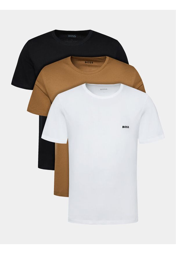 BOSS Komplet t-shirtów Tshirt Rn 3P Classic 50475284 Beżowy Regular Fit. Kolor: beżowy. Materiał: bawełna