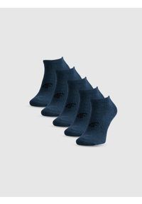4f - 4F Skarpetki stopki (5-pack) męskie - granatowe 39-42. Kolor: niebieski. Materiał: dzianina, bawełna #1