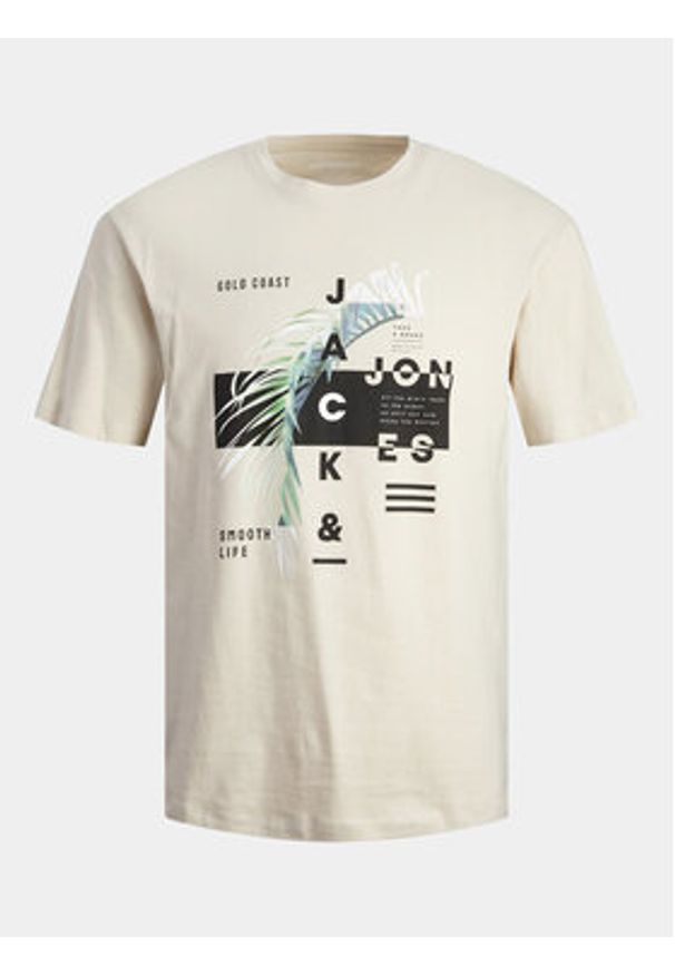Jack & Jones - Jack&Jones T-Shirt Jjclarc 12247768 Beżowy Relaxed Fit. Kolor: beżowy. Materiał: bawełna