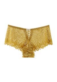 Intica - Szorty koronkowe z falbanką wszechstronne i eleganckie Sidonie. Kolor: żółty. Materiał: koronka. Wzór: koronka
