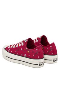 Converse Trampki Chuck Taylor All Star Lift Platform Embroidered Floral Patchwork A15535C Bordowy. Kolor: czerwony. Materiał: materiał. Obcas: na platformie #2