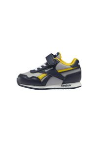 Reebok - Buty na co dzień dziecięce REEBOK ROYAL CLJOG na rzepy. Okazja: na co dzień. Zapięcie: rzepy. Kolor: wielokolorowy, żółty, szary. Materiał: syntetyk, materiał. Szerokość cholewki: normalna. Model: Reebok Royal. Sport: turystyka piesza