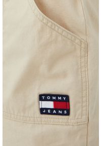 Tommy Jeans spodnie bawełniane DW0DW12156.PPYY damskie kolor beżowy proste high waist. Okazja: na co dzień. Stan: podwyższony. Kolor: beżowy. Materiał: bawełna. Styl: casual #4