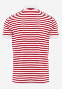 Born2be - Czerwona Bawełniana Koszulka Polo w Paski w Stylu Casual Elunilla. Okazja: na co dzień. Typ kołnierza: polo. Kolor: czerwony. Materiał: bawełna. Wzór: paski. Styl: casual #2