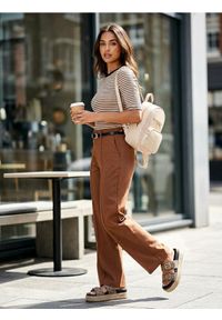 Sinsay - Bawełniana koszulka w paski - kremowy. Kolor: kremowy. Materiał: bawełna. Wzór: paski #1