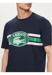 Lacoste T-Shirt TH1415 Granatowy Regular Fit. Kolor: niebieski. Materiał: bawełna