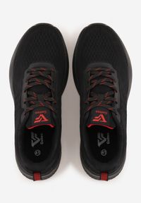 Born2be - Czarno-Czerwone Buty Sportowe Sneakersy na Tłoczonej Podeszwie z Napisem Hesehe. Okazja: na co dzień. Kolor: czarny. Materiał: jeans. Wzór: napisy #4